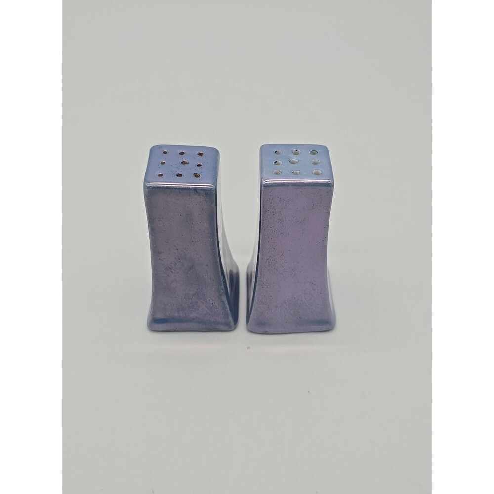 Vintage Square Salt & Pepper Shakers Blue Lusterware Ceramic Made in Japan